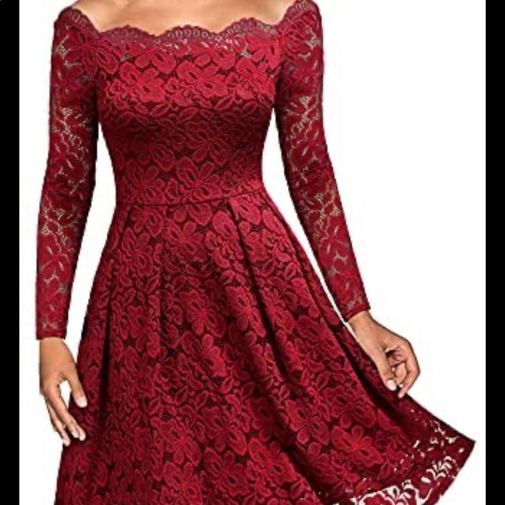 Retro red lace dress